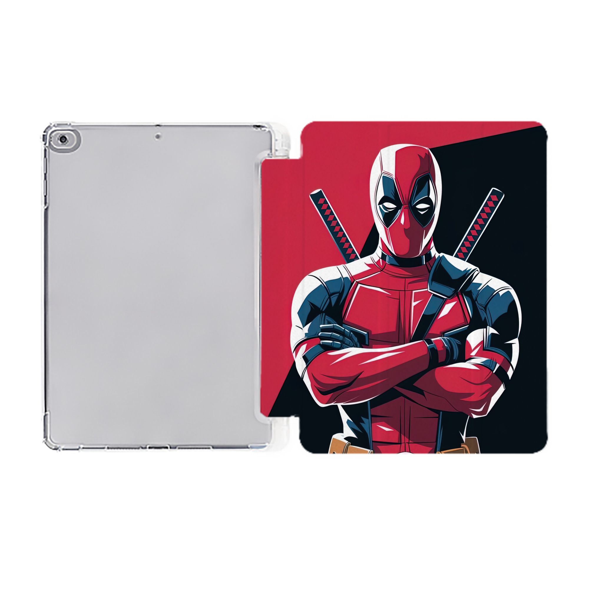 （画像用） Deadpool デッドプール IPad ケース ペン収納付き 三つ折りスタンド PUレザー×シリコン 対応機種9.5/10.5/10.9インチ